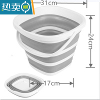 敬平洗车美术大号车载可收缩便携式户外汽车用10L塑料钓鱼桶 方形灰白色中号有提手 10L水桶