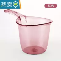 敬平透明家用桶盆套装学生宿舍三件套洗脸盆塑料加厚手提水桶圆桶无盖 晶钻-红色水勺