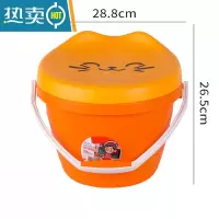 敬平小桶卡通带盖玩具手提桶洗澡储物桶有盖可坐人收纳凳钓鱼桶装水桶 桔色小猫咪 8L [1个装]