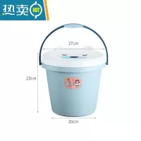 敬平小桶卡通带盖玩具手提桶洗澡储物桶有盖可坐人收纳凳钓鱼桶装水桶 蓝色 7L [1个装]