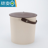 敬平塑料加厚可坐家用钓鱼桶手提洗澡篮洗车桶幼儿园收纳桶带盖水桶凳 奶茶配咖啡 常规号