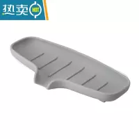 敬平肥皂盒硅胶大号沥水免打孔不积水卫生间置物架创意导流香皂盒 大号灰色