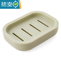 敬平创意浴室肥皂盒大号双层沥水香皂收纳盒塑料带盖洗衣皂置物架皂拖 浅绿色