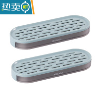 敬平肥皂盒架卫生间免打孔香皂盒置物架肥皂架沥水皂托双层皂盒壁挂式 浅灰蓝2个装