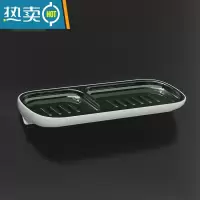 敬平肥皂盒壁挂式双层沥水免打孔创意香皂盒浴室家用卫生间收纳置物架 梵高绿 (不带毛巾杆)