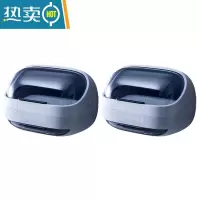 敬平肥皂盒香皂置物架壁挂式沥水免打孔家用带盖放器新款卫生间浴室 磨石灰 2个装[翻盖设计/抽取接水盘]
