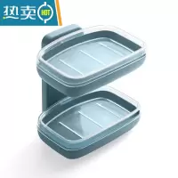 敬平肥皂盒香皂盒带盖沥水北欧ins创意个性旅行便携学生宿舍卫生间 蓝色[双层款]可壁挂