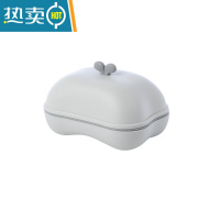 敬平[]带盖双层创意花朵肥皂盒卫生间沥水家用卡通皂托 白灰色[]送的颜色随机
