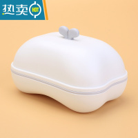 敬平肥皂盒带盖沥水家用便携可爱创意大号洗衣卫生间双层学生宿舍香皂 灰色小草皂盒 0482