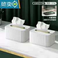 敬平轻奢桌面抽纸盒家用纸巾盒客厅纸抽餐巾收纳纸盒创意ins风高级感 白金色[2只装]