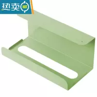 敬平厨房纸巾架免打孔铁艺用纸架 家用餐巾纸挂架橱柜门抽纸盒壁挂式 绿色1个纸巾盒