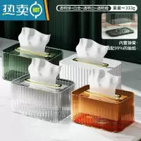 敬平轻奢桌面抽纸盒家用纸巾盒客厅纸抽餐巾收纳纸盒创意ins风高级感 4件套(透明绿+白金+透明白+透明橙)