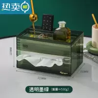 敬平轻奢桌面抽纸盒家用纸巾盒客厅纸抽餐巾收纳纸盒创意ins风高级感 客厅纸巾盒透明墨绿