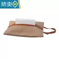 敬平皮革车载纸巾套悬挂式 简约家用纸巾袋 客厅厕所抽纸袋纸巾盒ins 挂绳款[暖沙色]