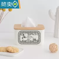 敬平美式手绘花鸟纸巾盒家用客厅餐厅茶几桌面餐巾纸收纳盒竹木抽纸盒 竹木抽纸盒-美式手绘花鸟4