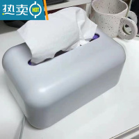 敬平ins轻奢纸巾盒 银色桌面客厅收纳盒茶几简约复古法式创意抽纸盒 优雅灰-内置弹簧
