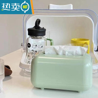 敬平ins轻奢纸巾盒 银色桌面客厅收纳盒茶几简约复古法式创意抽纸盒 北欧绿-内置弹簧