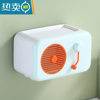 敬平卫生间纸巾盒置物架厕所壁挂式免打孔防水挂墙式卷纸筒厕纸抽纸盒 简约款 - 清新绿[抽卷纸通用]送无痕贴