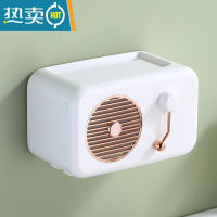 敬平卫生间纸巾盒置物架厕所壁挂式免打孔防水挂墙式卷纸筒厕纸抽纸盒 镀金款 - 轻奢白[抽卷纸通用]送无痕贴