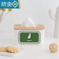 敬平优雅小兔 竹木抽纸 纸巾盒家用客厅餐厅茶几桌面餐巾纸收纳盒创意 竹木抽纸盒-优雅小兔4