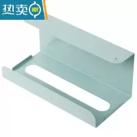 敬平厨房纸巾架免打孔铁艺用纸架 家用餐巾纸挂架橱柜门抽纸盒壁挂式 蓝色一个纸巾盒