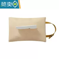 敬平MOM皮革纸巾套纯色家用车载pu抽纸盒防水简约北欧ins悬挂抽纸袋 挂绳款—杏纸巾盒