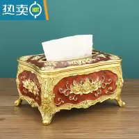 敬平欧式纸巾盒家用客厅茶几抽纸盒创意轻奢KTV纸抽盒餐厅美式ins摆件 金咖啡(时尚款)