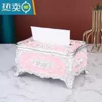 敬平欧式纸巾盒家用客厅茶几抽纸盒创意轻奢KTV纸抽盒餐厅美式ins摆件 银粉(时尚款)