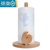 敬平免打孔卫生间纸巾盒创意置物收纳架实木质家用卷筒纸座 鸡祥如意长款