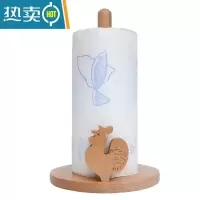 敬平免打孔卫生间纸巾盒创意置物收纳架实木质家用卷筒纸座 鸡祥如意长款