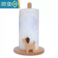 敬平免打孔卫生间纸巾盒创意置物收纳架实木质家用卷筒纸座 萌萌狗长款