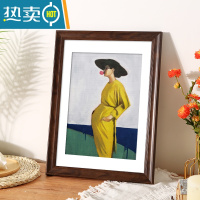 敬平木质相框挂墙a3A4纸画框4k八8K开水彩素描油画外框装裱12寸16框架 咖啡色 8开[可放26.6*38厘米]