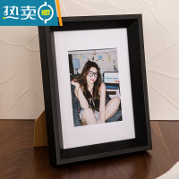 敬平简约实木相框摆台6寸7寸8寸挂墙框架可定制打印洗照片做成相框墙 黑色 7寸[挂摆两用]内径12.7*17.8