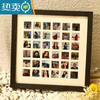敬平48/九宫格情侣diy相框拼图定制照片洗打印加婚纱照挂墙纪念册礼物 实木黑+36宫格相框[33*33*3cm] [顺