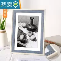敬平素描画框挂墙装裱a4儿童相框摆台A3拼图4K开8k海报12寸16外框定制 生动蓝白 16寸挂墙[可放30.5*40.