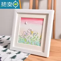 敬平配白色卡纸中空立体效果A5 16K32k油画棒作品专用小画框相框装裱 白色 放10*10作品-卡纸开孔(9*9cm)
