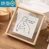 敬平实木创意双面玻璃植物标本相框原木色立体画框透明木质相框定制 原木色 正方形6寸[内径15.2*15.2]