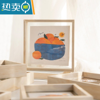 敬平实木创意双面玻璃植物标本相框原木色立体画框透明木质相框定制 白木色 正方形8寸[内径20.3*20.3]