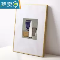 敬平简约创意装裱拼图画框挂墙铝合金相框定制大尺寸细窄边海报5075cm 亚光金 8开挂式[可放26.5*38厘米]