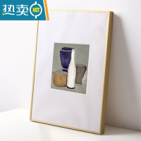 敬平简约创意装裱拼图画框挂墙铝合金相框定制大尺寸细窄边海报5075cm 亚光金 小24寸挂式[可放40.6*60.9cm