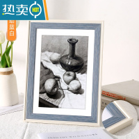 敬平素描画框挂墙装裱a4儿童相框摆台A3拼图4K开8k海报12寸16外框定制 生动蓝白 20寸挂墙[可放40.6*50.