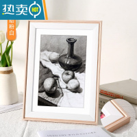 敬平素描画框挂墙装裱a4儿童相框摆台A3拼图4K开8k海报12寸16外框定制 生动粉白 18寸挂墙[可放35.5*45.