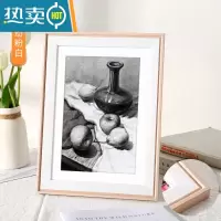 敬平素描画框挂墙装裱a4儿童相框摆台A3拼图4K开8k海报12寸16外框定制 生动粉白 18寸挂墙[可放35.5*45.