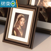 敬平创意北欧美式复古画框外框7 8k 10 12寸挂墙洗照片加相框横竖摆台 黑金色 8寸[15.2*20.3cm]摆挂两