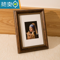 敬平创意美式复古画框外框7寸8寸10寸12寸挂墙洗照片加相框摆台竖横 复古咖啡 6寸[挂摆两用]内径10.2*15.2