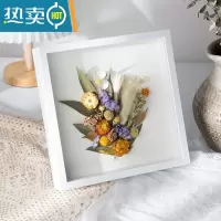 敬平立体中空标本框diy手工相框摆台蝴蝶昆虫粘土干花保存展示画框架 白色中空3cm[不含植物标本] 正方形9寸(23*2