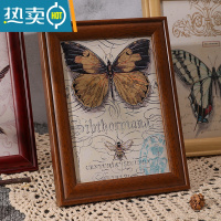 敬平复古相框摆台怀旧现代轻奢5 6 7寸画框七寸桌面A4美式小摆件定制 胡桃色 8K[内框26.5*38厘米]挂墙