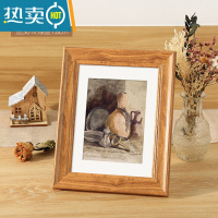 敬平复古相框摆台挂墙画框装裱七寸洗照片6寸8木质框架12寸10桌面摆件 木纹色 4开[可放38.2*53.2cm]挂墙