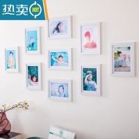 敬平简约照片墙5寸6寸7寸10寸九宫格创意组合相框挂墙卧室客厅装饰画 白色照片墙 8寸9个相框组合+洗9张照片