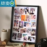 敬平相框diy手工纪念册拍立得相册画框架装裱挂墙情侣洗照片定制实木 E款黑色[松木款] 12寸摆挂两用[可放30.5*2